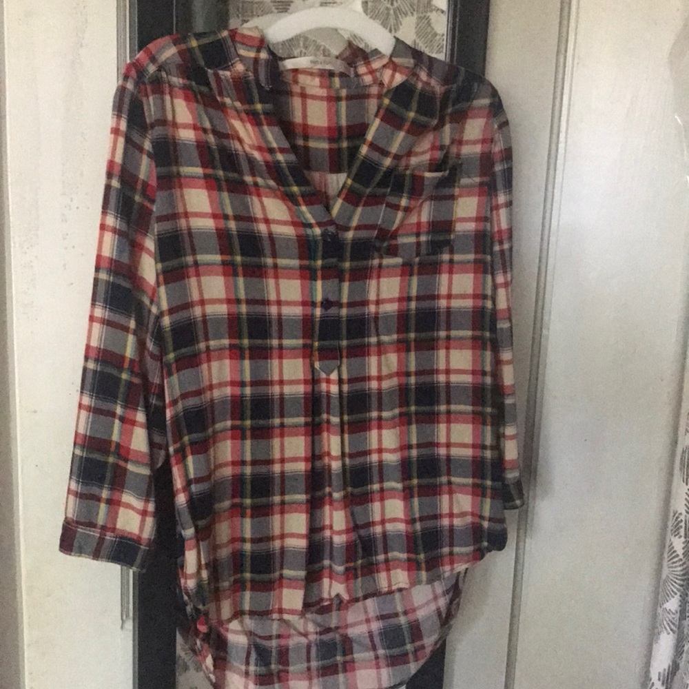 3 quarter sleeve plaid shirt! So comfy!